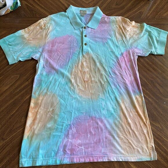 Fairway Blues Authentic Golf Wear Other - Fairway Blues Authentic Golf Tie Dye Blue Polo Shirt Men Large Pastel Vtg